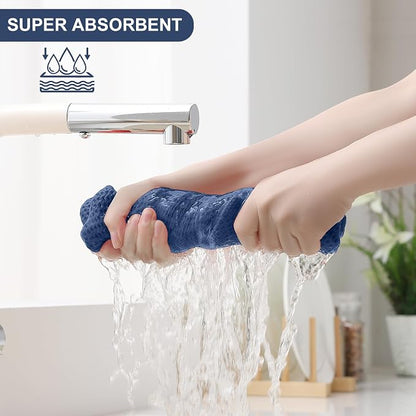 Homaxy 100% Cotton Kitchen Towels and Dishcloths Set, 12 x 12 Inches and 13 x 28 Inches, Set of 8 Bulk Kitchen Towels Set, Ultra Soft Absorbent Dish Cloths for Washing Dishes, Grey/Beige/Blue/Brown