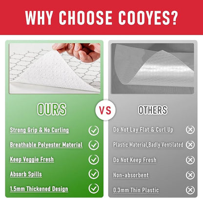 Cooyes 17.7" × 24" Fridge Liners for Refrigerator, Drawer & Shelf Liners for Kitchen Cabinets Non-Adhesive, Breathable Cloth Material, Non-Slip, BPAfree, Machine Washable, Keep Produce Fresh Longer