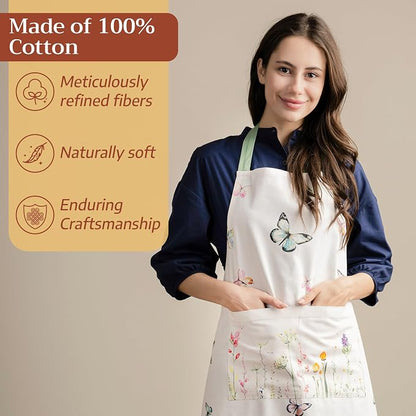 Maison d' Hermine 100% Cotton Apron for women with Pocket Kitchen Chef Apron for Men Cooking Spring Summer