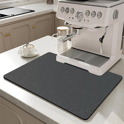 Coffee Maker Mat for Countertops, Coffee Bar Accessories Fit Under Coffee Machine Mat 19"x12"Rubber Backed Coffee Pots - Table Mat under Appliance, Kitchen Counter Coffee Dish Drying Mat, Dark Gray