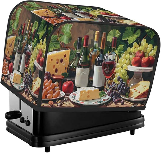 Toaster Cover 2 Slice Wide Slot Red Wine GrapesBread Toaster Oven Dustproof Cover Small Appliance Kitchen Covers Dust and Fingerprint Protection for Women Gift 2 Slice