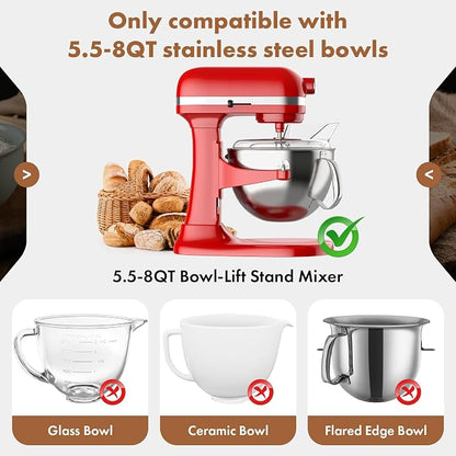 Pouring Shield for KitchenAid Mixer, Compatible with KitchenAid 5.5-8QT(for Stainless Steel Bowl Only) Bowl-Lift Stand Mixers, Dishwasher Safe, for Kitchen aid Accessories and Attachments by GVODE
