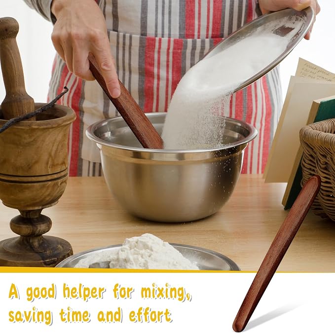 11 Inch Wooden Sourdough Bread Mixing Stir Stick Spurtle Wooden Sourdough Bread Making Tools Paddle Stirring Stick for Kitchen Cooking(Acacia)