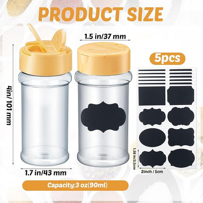 Eccliy 36 Pack 3 oz Clear Plastic Spice Jars with Label and Shaker Lids Empty Spice Bottles Seasoning Containers Seasoning Jars Shaker Condiment Pots for Pepper Herbs Powders (Wood Color)