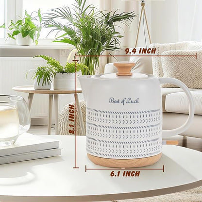 Ceramic Electric Kettle 1 Quarts, Hot Water Boiler Electric Kettles, Tea Pot with LED Light, Boil Dry Protection, Short Spout 1000W Fast Boil, Automatic Shut-off