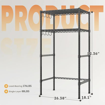 REIBII 2 Tier Mini Fridge Shelf with Storage for Dorm Adjustable Height Storage Shelves Metal Shelving Rack Mini Fridge and Microwave Stand for College Rooms Kitchen, Office, 52.36Hx18.1Dx26.38W