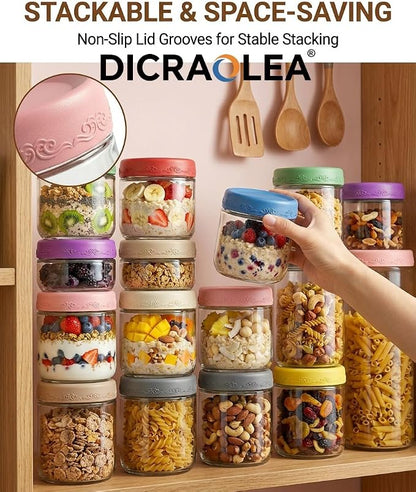 10oz 8Pack Glass Overnight Oats Jars Containers with Airtight Leakproof Lids, Reusable Mason Jars for Meal Prep, Yogurt Parfaits, Smoothies, Salads & Healthy Breakfasts(10oz-8Pack)