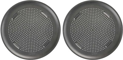 GoodCook AirPerfect Nonstick 16” Pizza Pan - Set of 2 - Pizza Trays for Oven, Perforated Round Pizza Pan, Carbon Steel Baking Pan, Homemade, Frozen & Leftover Slices