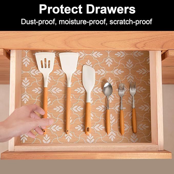 Cooyes Drawer Liner Shelf Liners for Kitchen Cabinets Refrigerator Liners Waterproof & Oil-Proof Kitchen Cupboard Liner Drawer Mats EVA Material Non Adhesive Fridge Liner for Shelves