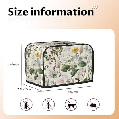 Floral Tropical Leaves 2 Slice Toaster Cover, Dustproof, Waterproof, Polyester, Kitchen Appliance Cover, Toaster Bag