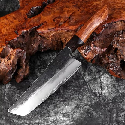 XITUO 7 Inch Nakiri Knife, Japanese Vegetable Cleaver with Ebony Sandalwood Handle, Triple-Layered High Carbon Stainless Steel, Ultra Sharp Professional Chef Knife for Chopping & Slicing
