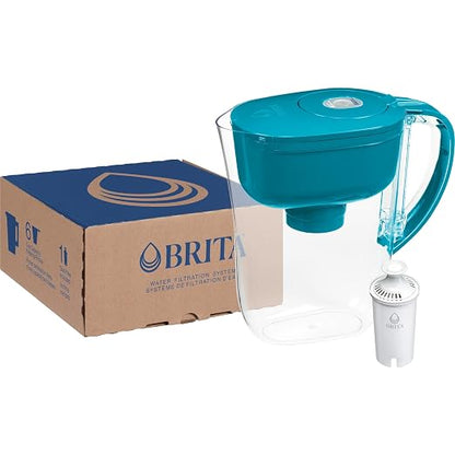 Brita Metro Small 6-Cup Water Filter Pitcher, WQA NSF/ANSI Certified, BPA-Free, Mini-Fridge Friendly, Removes Chlorine Taste & Odor, 1 Standard Filter, Lasts, Lasts 2 Months, Turquoise