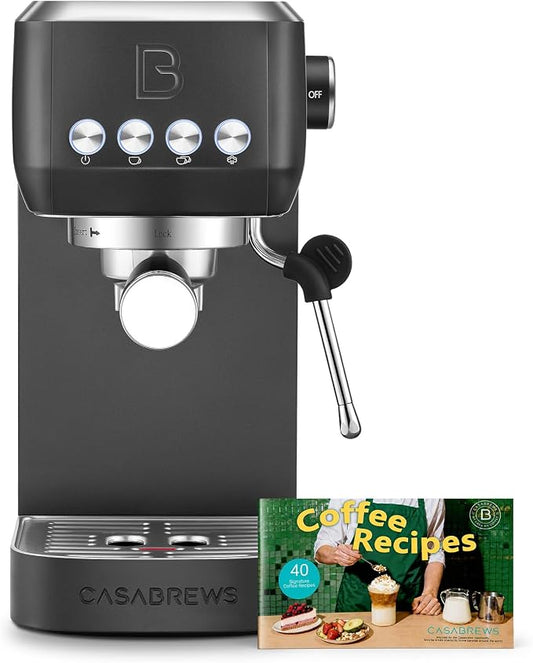 CASABREWS 3700 Essential Espresso Machine 20 Bar, Professional Espresso Coffee Machine with Steam Milk Frother, Coffee Maker Cappuccino Latte Machine with 43.9oz Removable Water Tank, Black
