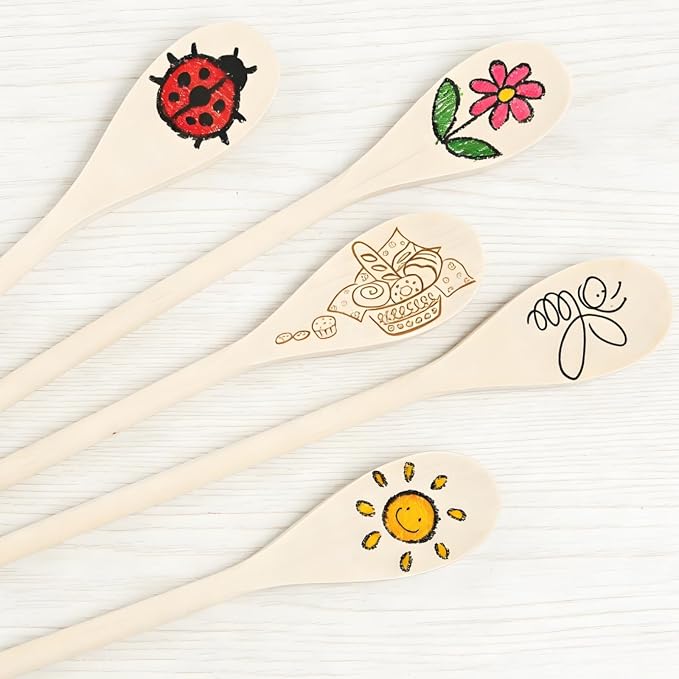 50 Pieces Long Wooden Spoons, 12 Inch Disposable Mixing Scoop Bulk with Long Handle, Oval Small Kitchen Utensil for DIY Craft, Cooking, Stirring, Serving Hot Cold Food