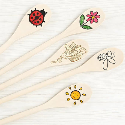 50 Pieces Long Wooden Spoons, 12 Inch Disposable Mixing Scoop Bulk with Long Handle, Oval Small Kitchen Utensil for DIY Craft, Cooking, Stirring, Serving Hot Cold Food
