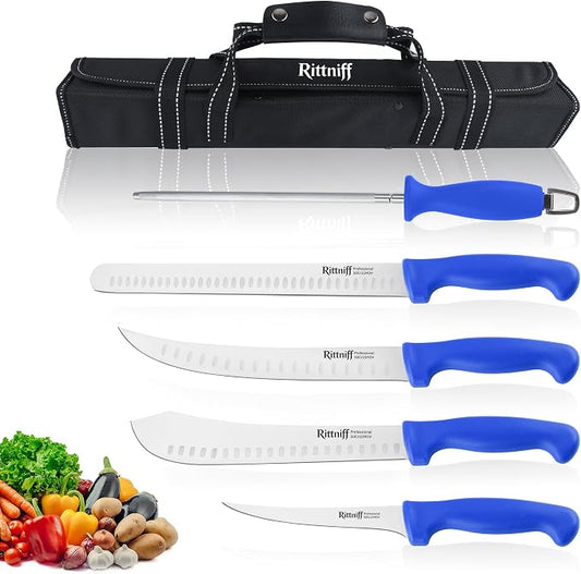 Stainless Steel Camping Knife - 5 PCS Chef Knives with Roll Bag, Kitchen Knife Set for Cutting Meat, Fruits & Vegetables