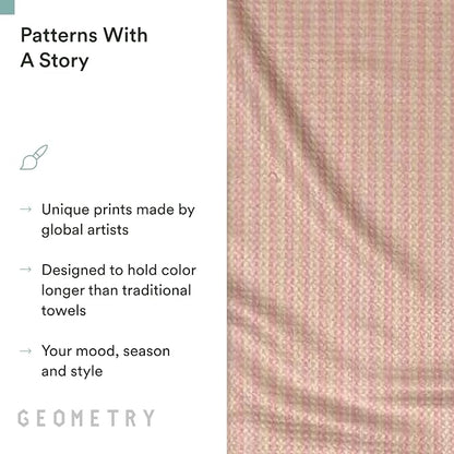 GEOMETRY Spring Kitchen Towels - Quick Dry Microfiber Cloth Spring & Summer Dish Towels for Kitchen Drying - Premium Quick Dry Towel - Strawberry Shortcake Lines, 18" x 30" - 1-Pack