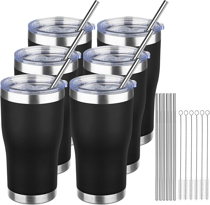 MEZMUT 20oz Coffee Tumbler with Lid and Straw Double Wall Vacuum Insulated Cup Stainless Steel Travel Mugs Insulated for Hot and Cold Leakproof Powder Coated Tumbler for Indoor and Outdoor