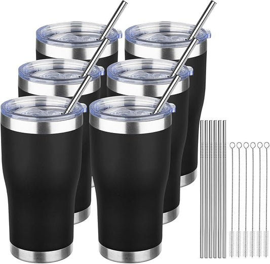 MEZMUT 20oz Coffee Tumbler with Lid and Straw Double Wall Vacuum Insulated Cup Stainless Steel Travel Mugs Insulated for Hot and Cold Leakproof Powder Coated Tumbler for Indoor and Outdoor