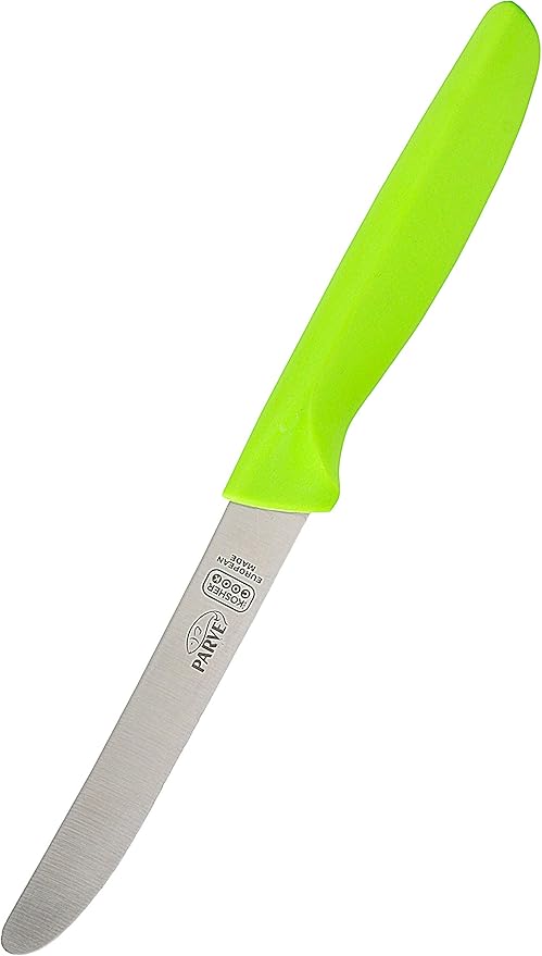 The Kosher Cook Parve Green Kitchen Knife – 4.5” Steak and Vegetable Knife - Razor Sharp Curved Tip, Straight Edge - Color Coded Kitchen Tools