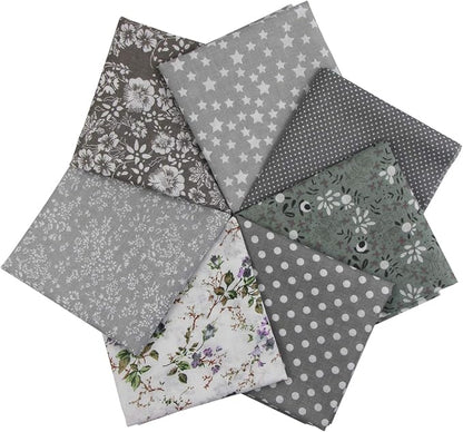 aufodara 7pcs 20” x 20” Cotton Fabric Squares Patchwork Bundle Making Supplies Quilting Weight 120 g/m² for Sewing Quilt DIY Artcraft Handwork (Grey)