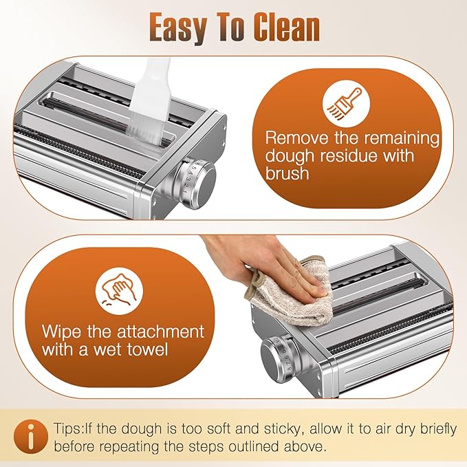 Pasta Attachment for KitchenAid Stand Mixer,3 in 1 Pasta Maker,All Stainless Steel,Included Pasta Roller, Spaghetti and Fettuccine Cutter Accessories, with 8 Thickness Settings by Fedowal | without Switching Attachments,Saving Time, Easy to Cut The Dou...