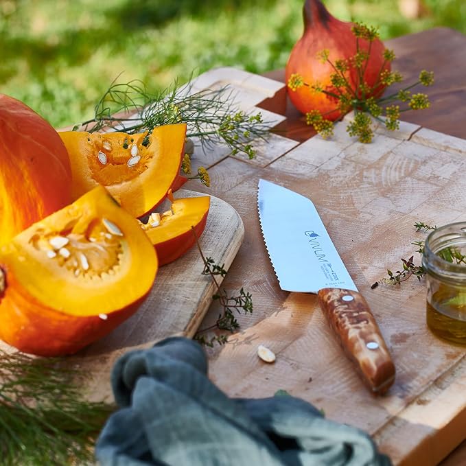 F. DICK – VIVUM Allround Knife – Universal Knife with scalloped edge - 7" blade & 58 HRC - all foods with a hard crust or shell - Stainless steel - Ultra sharp - Birchwood handle – Made in Germany