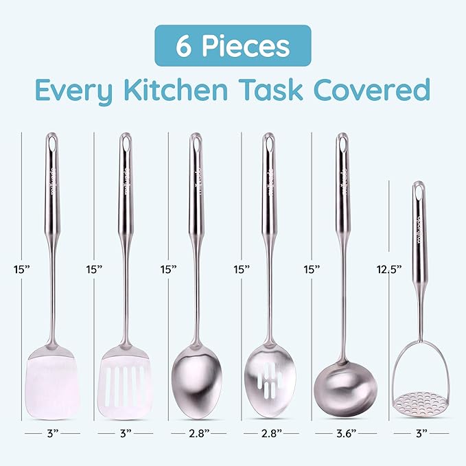 Soup Ladle, PrStainless Steel Ladle, 15" Ladles for Serving or Cooking, Premium Quality, Dishwasher Safe, Heavy Duty Durable Metal, 4 Ounce Kitchen Ladel