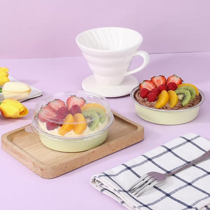 Beasea Disposable Mini Pie Tins with Lids, 20 Pack 7.3oz Aluminum Baking Foil Tins Small Round Tart Container for Individual Dessert Cupcake Muffin Cheesecake Quiche Oven Dishes - Sage Green