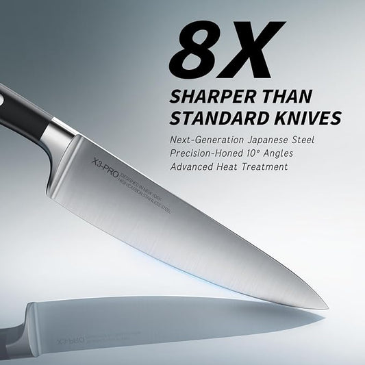 KnifeSaga Premium Knife Set 15 Pcs Quality Kitchen Knife Set with Block, Japanese High Carbon Stainless Steel Razor Sharp Knife Block Set, Acacia Wood Block Knife Set with Ergonomic Full-tang Handle