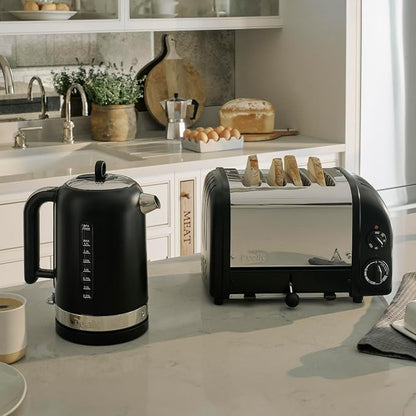 Dualit Classic 4 Slice NewGen Toaster - Stainless Steel - Hand Built in the UK - Replaceable ProHeat elements - Defrost Bread - Mechanical Timer - Matt Black Classic Toaster