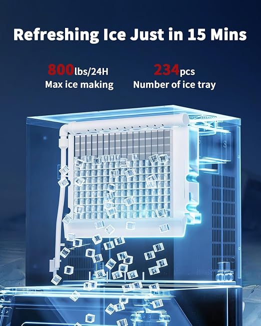 Commercial Ice Maker Machine Head Only, 800lbs/24H ETL Commercial Ice Maker with Self-Cleaning, DOE&CEC Energy-efficient,48 Hours Timer, Stainless Steel Ice Maker for Restaurant Bar Cafe Hotel