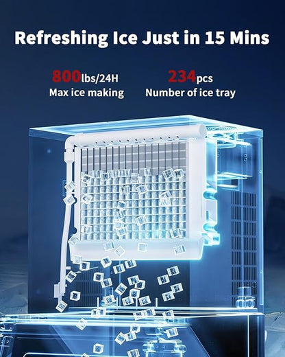 Commercial Ice Maker Machine Head Only, 800lbs/24H ETL Commercial Ice Maker with Self-Cleaning, DOE&CEC Energy-efficient,48 Hours Timer, Stainless Steel Ice Maker for Restaurant Bar Cafe Hotel