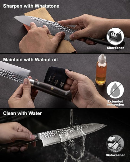 kanngou Japanese Chef Knife Kitchen Knife with 67 Layers Damascus Steel AUS-10 Core, Professional Damascus Knife with Full-Tang Ebony Wood Handle and Premium Gift Box (5.45 Inch Petty Paring Knife)