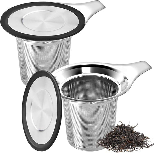 Gute 2 Pack Tea Infusers for Loose Tea, Food Grade Silicone and 304 Stainless Steel Extra Fine Mesh Tea Strainer for Tea, Coffee, Teapots, Mugs