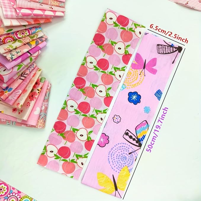 80 Pcs Jelly Roll Fabric Strips for Quilting Sewing,2.6x20 Inch Precut Cotton Floral Fabric Strips Bundles, Perfect Quilting for Sewing Pink