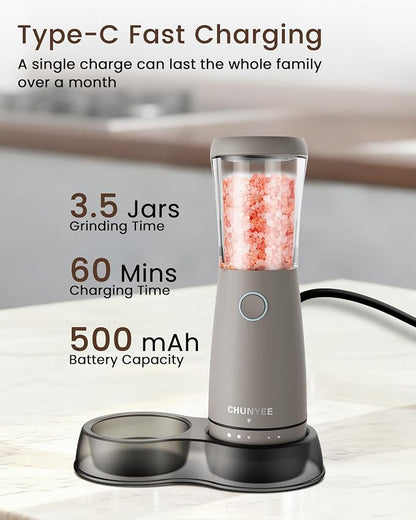 Electric Salt and Pepper Grinder Set - Automatic Stainless Steel Rechargeable Salt and Pepper Grinder Set with Storage Base, Large Capacity, LED Light & Adjustable Coarseness, Ideal Kitchen Gadget