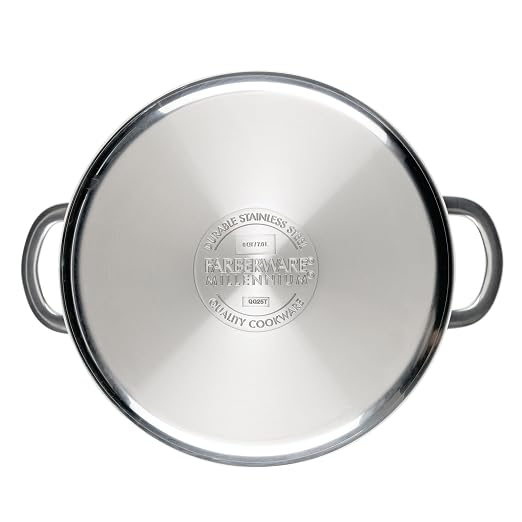 Farberware Millennium Stainless Steel Stockpot with Lid, Induction Ready, Compatible with All Cooktops, Metal Utensil Safe, 8 Quart Dutch Oven, Dishwasher Safe - Stainless Steel