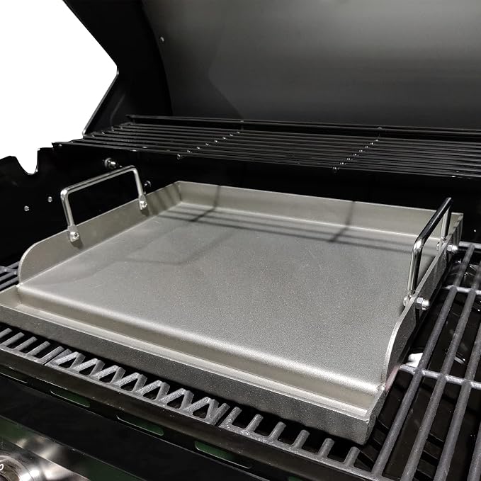 Griddle for Gas Grill Metal Cooking Griddle Pan for Outdoor Gas Grill, 17" x13" Flat Top Plate Skillet Pan Teppanyaki Insert for Weber Charbroil Camp Chef and Charcoal