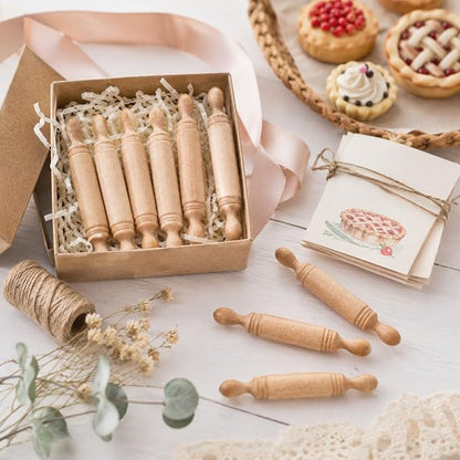 LUOZZY 15Pcs Miniature Wooden Rolling Pin Set - 2 Inch Craft Rolling Pin Models, Mini Baking Tool for DIY Scenes and Decorative Displays