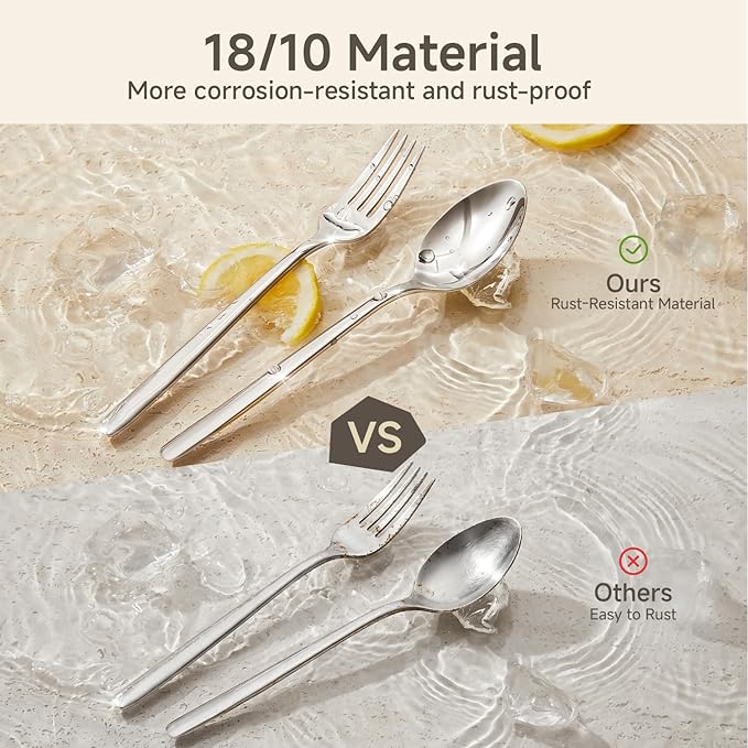 KINGSTONE Dinner Spoons Set of 12, 8 Inch 18/10 Stainless Steel Spoon Cutlery Table Spoons for Home, Kitchen & Restaurant, Dishwasher Safe