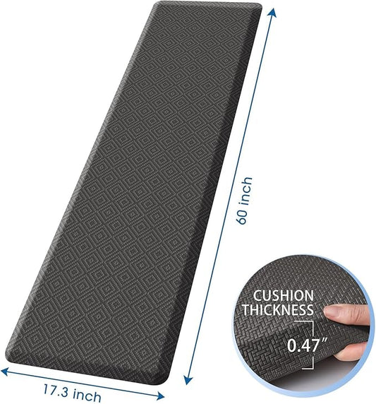 Mattitude Kitchen Mat Cushioned Anti-Fatigue Floor Mat Water Resistant Non-Slip Mats and Rugs Standing and Comfort Desk Mats for House Sink Office Laundry (Dark Grey, 17.3"x60")