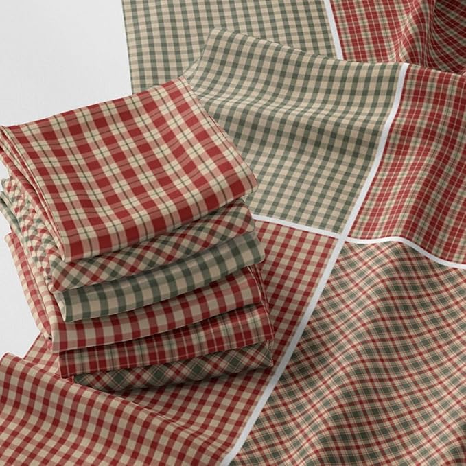 Patchwork Fabric Panel 100x155 cm, 100% Cotton Satin, 6 Coordinated Gingham Check Patterns, Rustic Country Quilting & Sewing Fabric (Farmhouse Style, 6pcs 50x50cm)