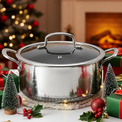 Hybrid Nonstick 6-Piece Pot Set with 2 Silicone Trivets, 1.5 QT Saucepan, 2 and 5.2 QT Stock Pot with Glass Lids, Stay-Cool Handles, Dishwasher-Friendly, Induction-Ready, Compatible All Cooktops