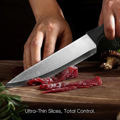 Knife set, 7-piece high-end kitchen knife set, with universal knife holder, rust proof and non stick high carbon stainless steel kitchen special sharp chef knife, can be placed in dishwasher