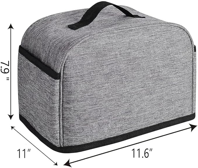 Toaster Cover 4 Slice with Storage Pockets, Toaster Dust Cover, Washable & Waterproof (Grey)