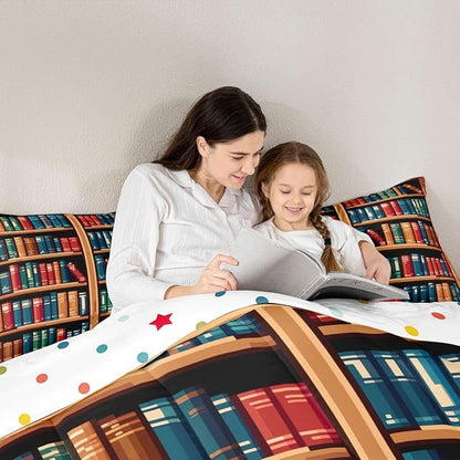 Manfei Bookshelf Comforter Set,Pixelated Pixel Style Games Bedding Set Kids Teens Modern Decor,Anime Bookcase Theme Comforter with 1 Pillowcase for All Seasons,Twin