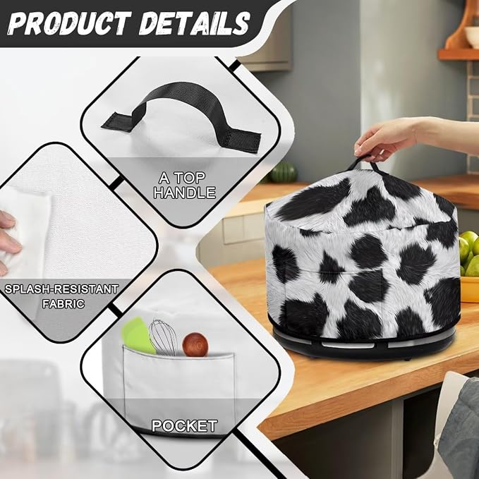Cow Print Slow Cooker Dust Cover Compatible with 6-8 qt Crock for Pot Small Kitchen Appliance Patriotic Decoration Farm - themed Covers with Top Handle