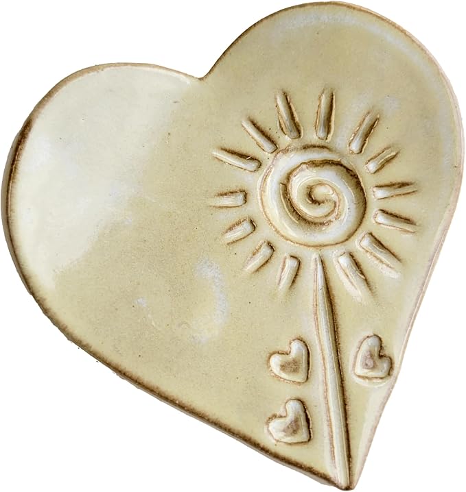 Heart Mini Spoon Rest for Coffee Teaspoon or Tea Ball - Small Size Countertop Miniature Ceramic Spoon Holder in Butter Cream