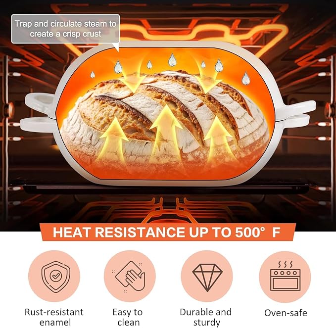Enameled Cast Iron Sourdough Bread Oven, 2.5 QT Loaf Cast Iron Bread Pan with Lid, Oval Dutch Oven for Homemade Bread Baking, Meatloaf Pan with Lid (Gradient Caramel)